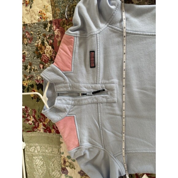 Vineyard Vines Women’s Quarter Zip Shep Shirt Blue And Pink Large - Picture 5 of 6